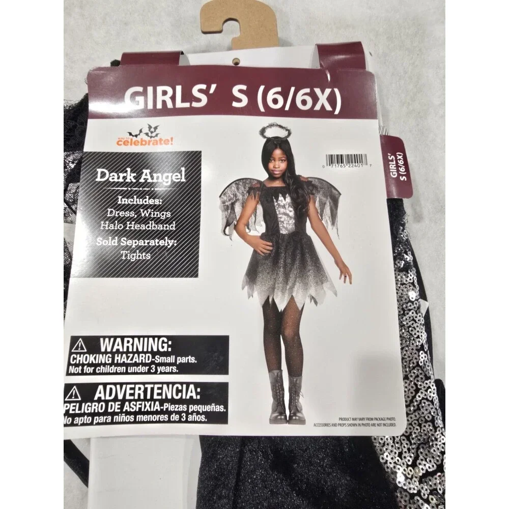 Dark  Angel Costume Girls' S (6/6X) Gothic Angel Halloween Costume LG  Wings